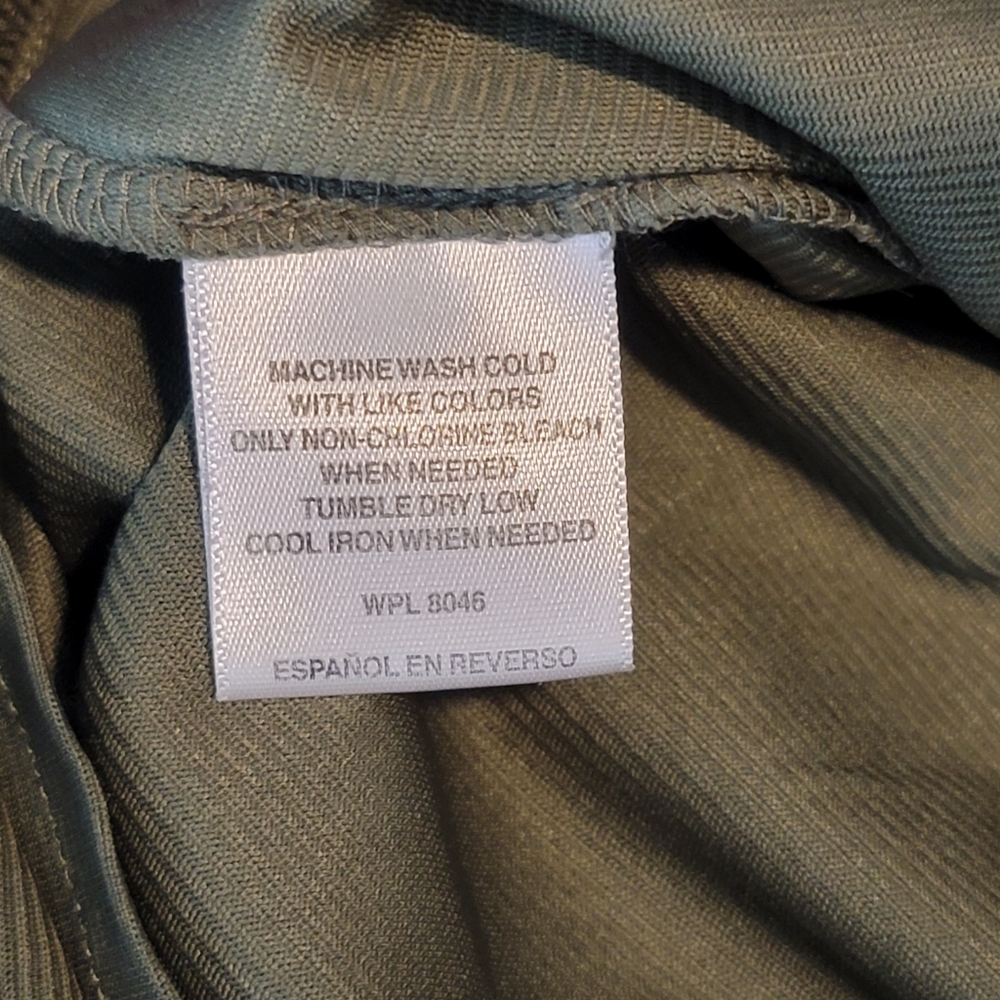 Bar III Olive Green Long Sleeve Faux Wrap Dress with Pockets Small - Picture 3 of 3